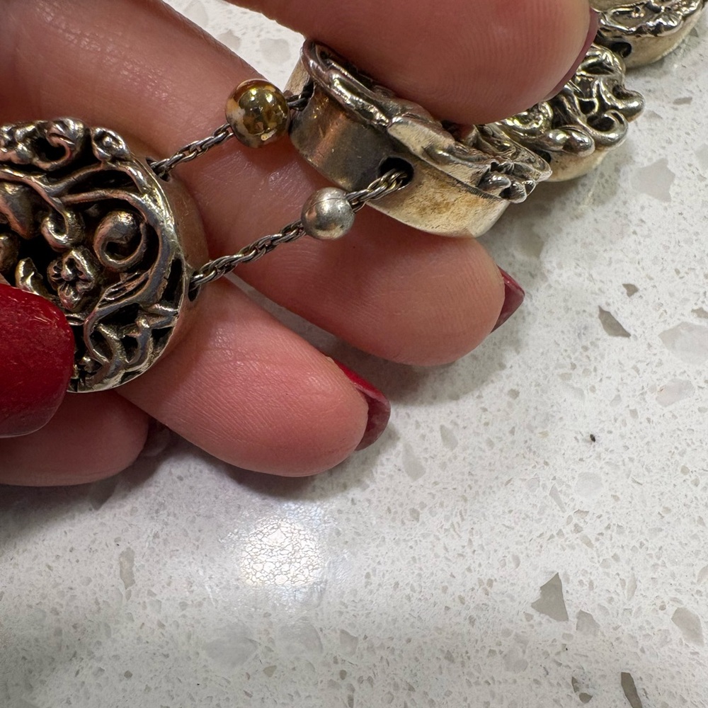 Antique Hughes Sterling Silver Sliding Charm Bracelet (RESERVED) - Picture 4 of 10